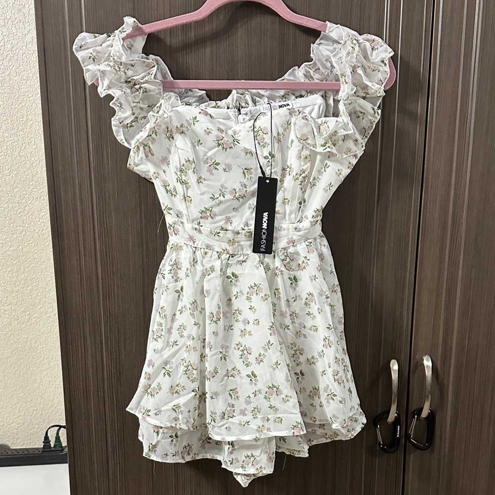 Fashion Nova White Floral Romper